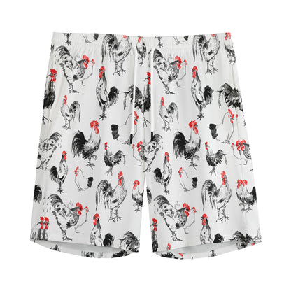 Chicken Ink Painting Pattern Print Men's Sports Shorts