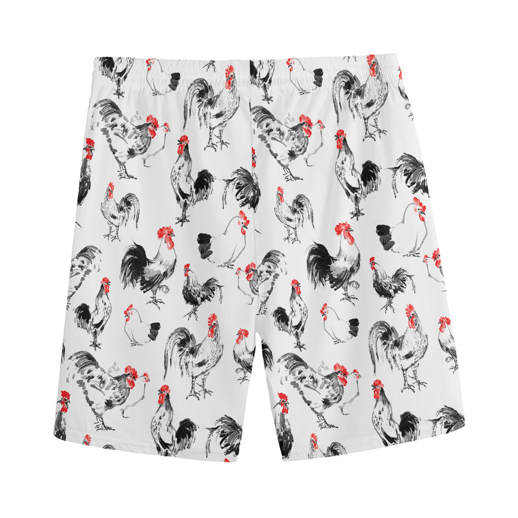 Chicken Ink Painting Pattern Print Men's Sports Shorts