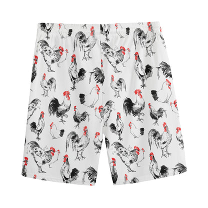 Chicken Ink Painting Pattern Print Men's Sports Shorts