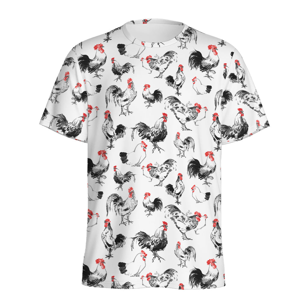 Chicken Ink Painting Pattern Print Men's Sports T-Shirt