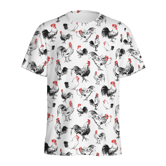Chicken Ink Painting Pattern Print Men's Sports T-Shirt