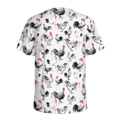 Chicken Ink Painting Pattern Print Men's Sports T-Shirt