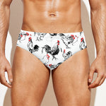 Chicken Ink Painting Pattern Print Men's Swim Briefs
