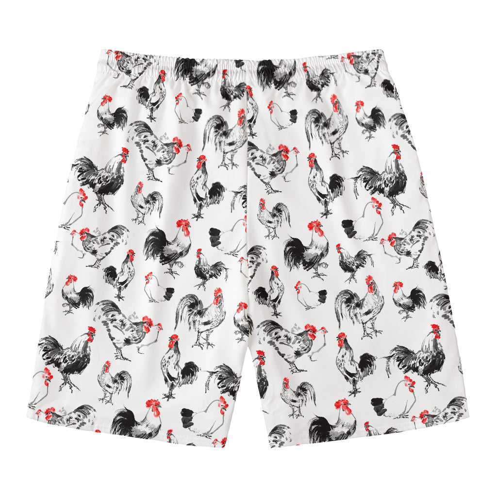 Chicken Ink Painting Pattern Print Men's Swim Trunks