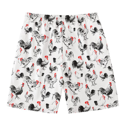 Chicken Ink Painting Pattern Print Men's Swim Trunks