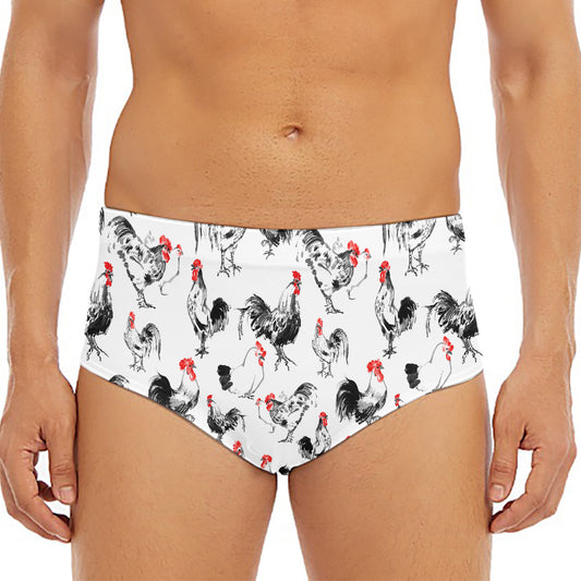 Chicken Ink Painting Pattern Print Men's Triangle Swim Briefs
