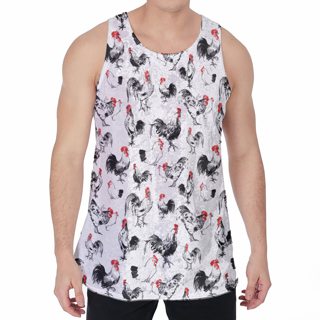 Chicken Ink Painting Pattern Print Men's Velvet Tank Top