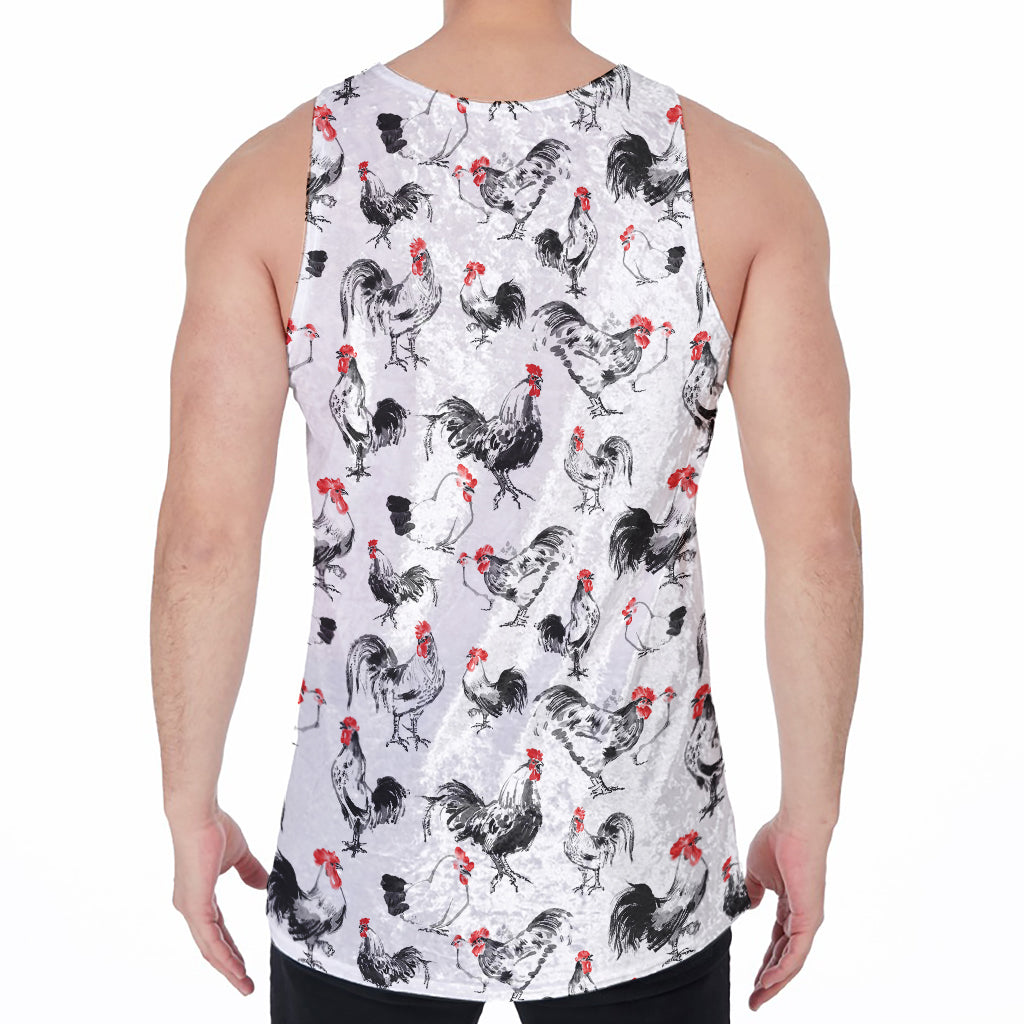 Chicken Ink Painting Pattern Print Men's Velvet Tank Top