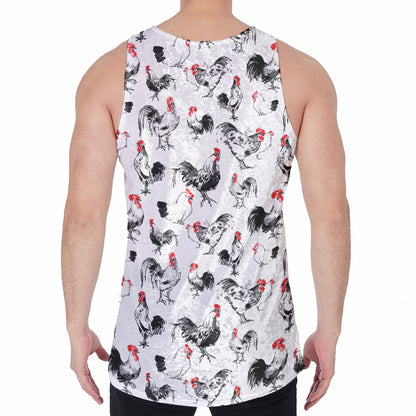 Chicken Ink Painting Pattern Print Men's Velvet Tank Top