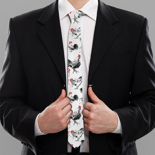 Chicken Ink Painting Pattern Print Necktie
