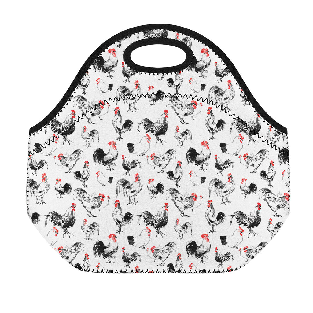 Chicken Ink Painting Pattern Print Neoprene Lunch Bag