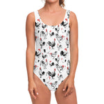 Chicken Ink Painting Pattern Print One Piece Swimsuit