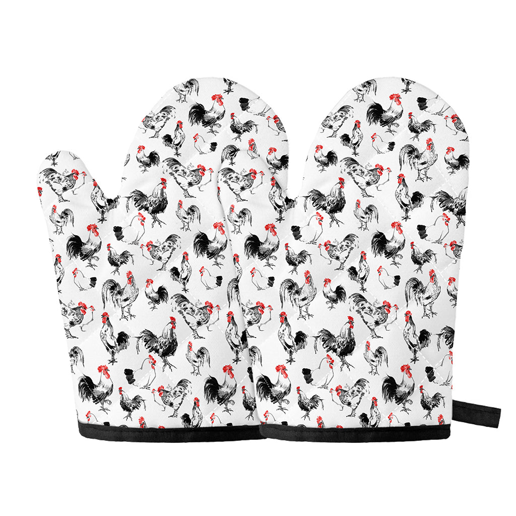 Chicken Ink Painting Pattern Print Oven Mitts