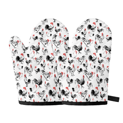 Chicken Ink Painting Pattern Print Oven Mitts