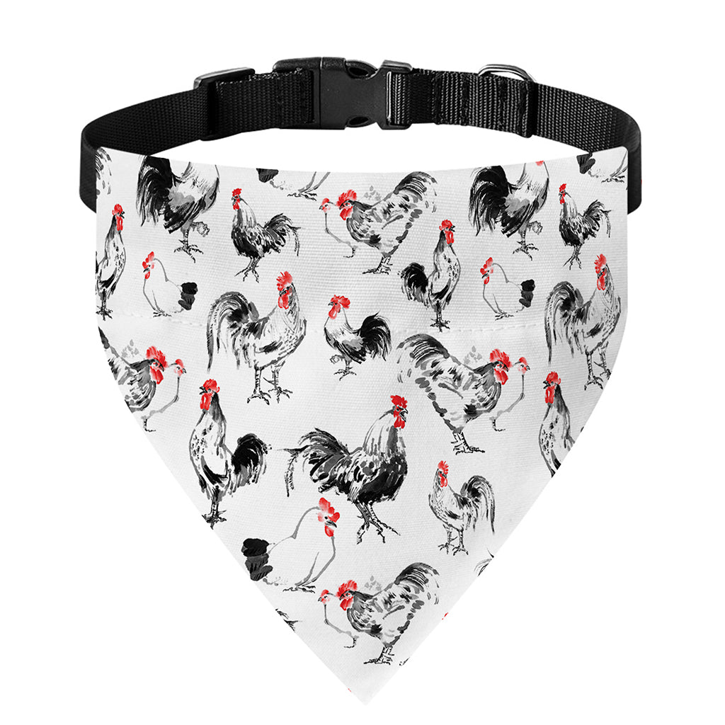 Chicken Ink Painting Pattern Print Over The Collar Dog Bandana