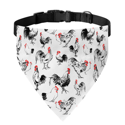 Chicken Ink Painting Pattern Print Over The Collar Dog Bandana