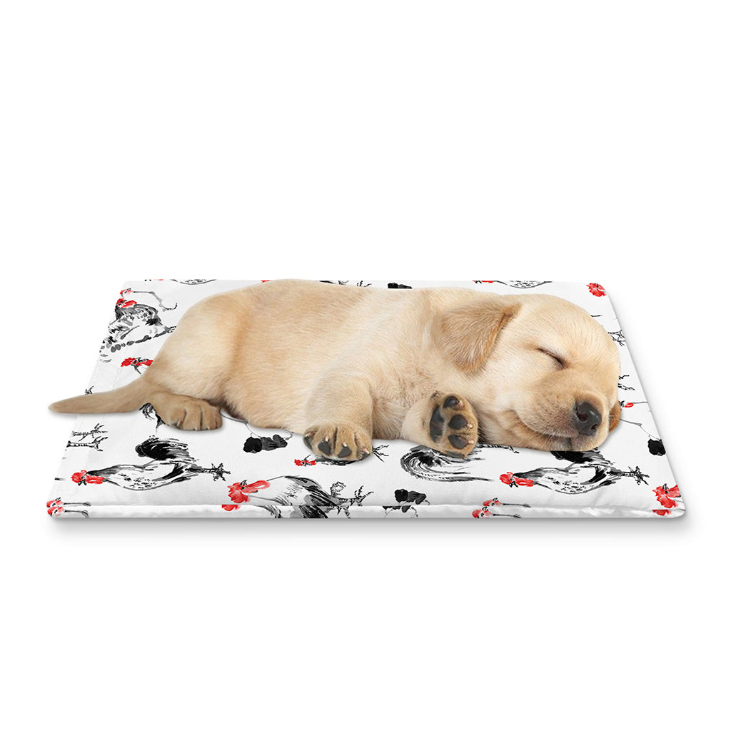 Chicken Ink Painting Pattern Print Pet Cooling Mat Cover