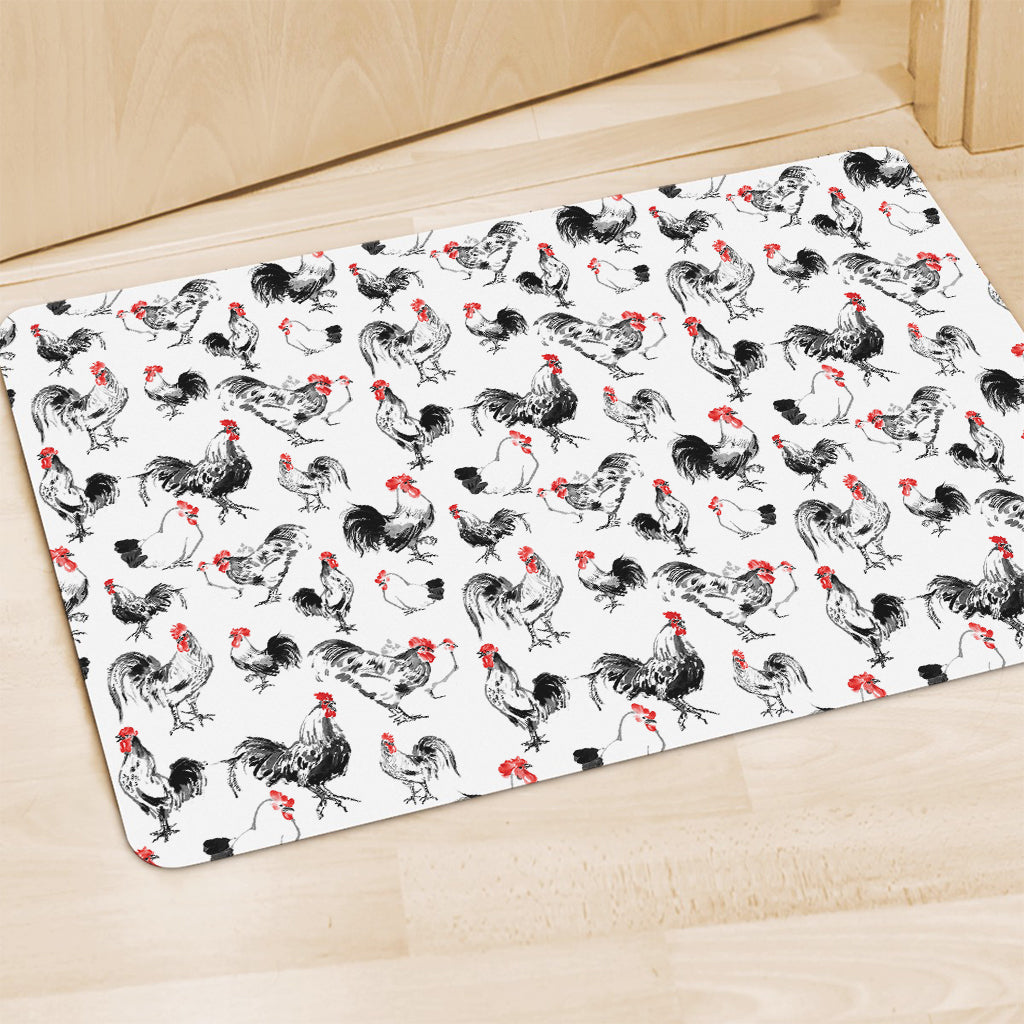 Chicken Ink Painting Pattern Print Polyester Doormat