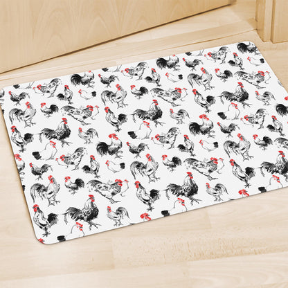 Chicken Ink Painting Pattern Print Polyester Doormat