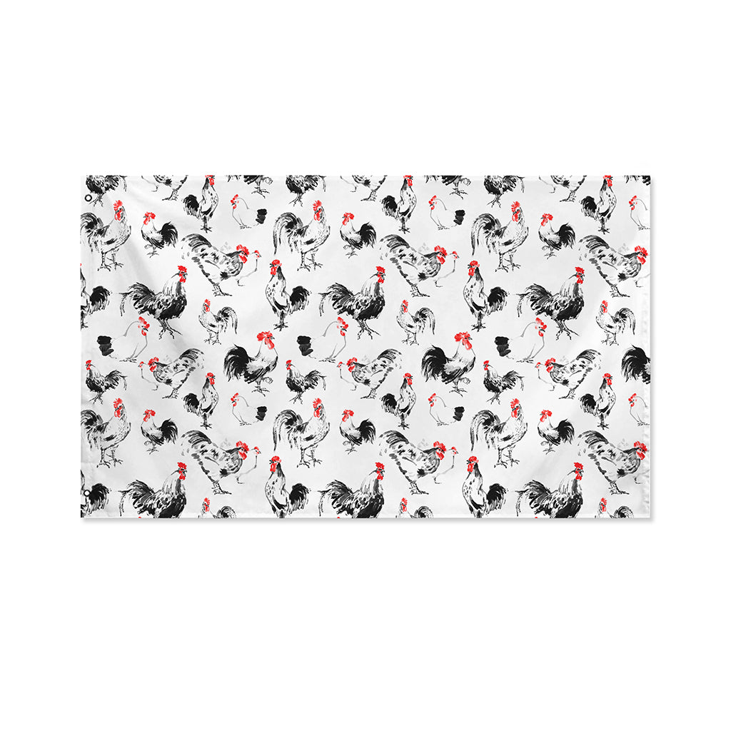 Chicken Ink Painting Pattern Print Polyester Flag
