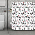Chicken Ink Painting Pattern Print Polyester Shower Curtain
