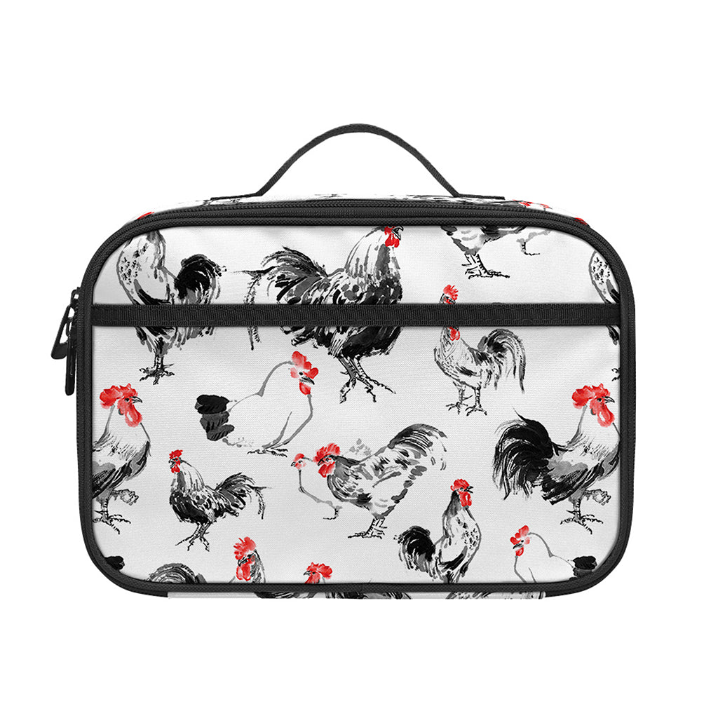 Chicken Ink Painting Pattern Print Portable Lunch Bag