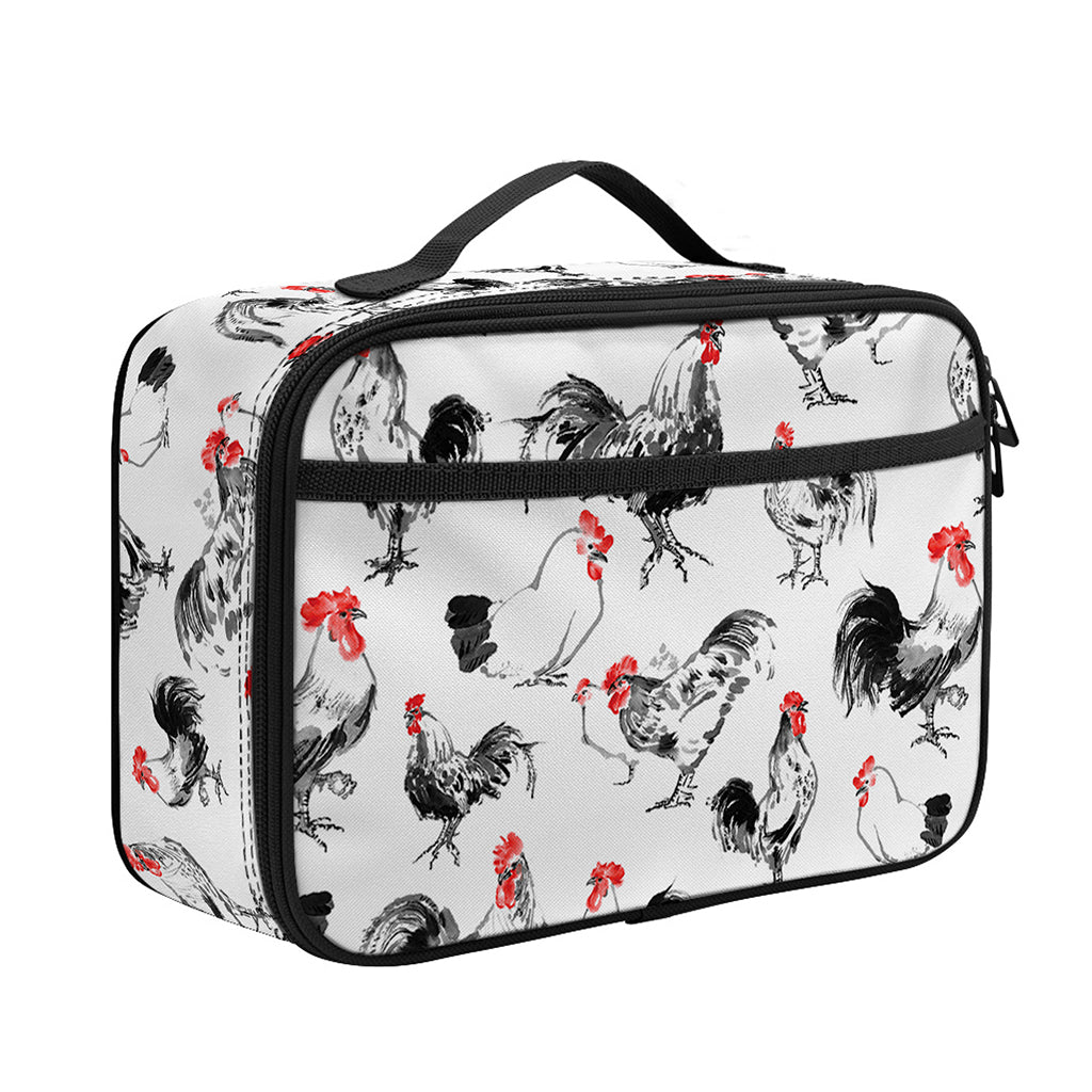 Chicken Ink Painting Pattern Print Portable Lunch Bag
