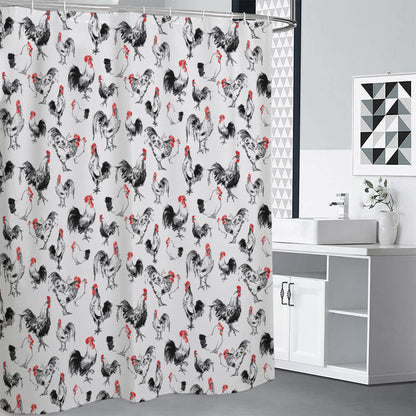 Chicken Ink Painting Pattern Print Premium Shower Curtain