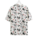 Chicken Ink Painting Pattern Print Rayon Hawaiian Shirt