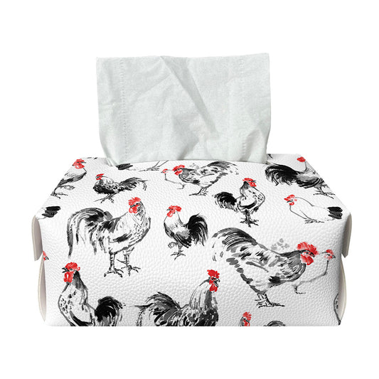 Chicken Ink Painting Pattern Print Rectangle Tissue Box Cover