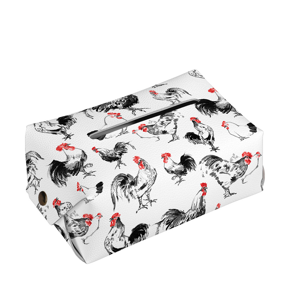 Chicken Ink Painting Pattern Print Rectangle Tissue Box Cover
