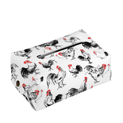 Chicken Ink Painting Pattern Print Rectangle Tissue Box Cover