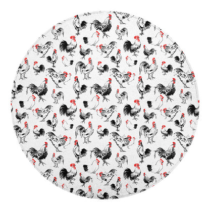 Chicken Ink Painting Pattern Print Round Blanket