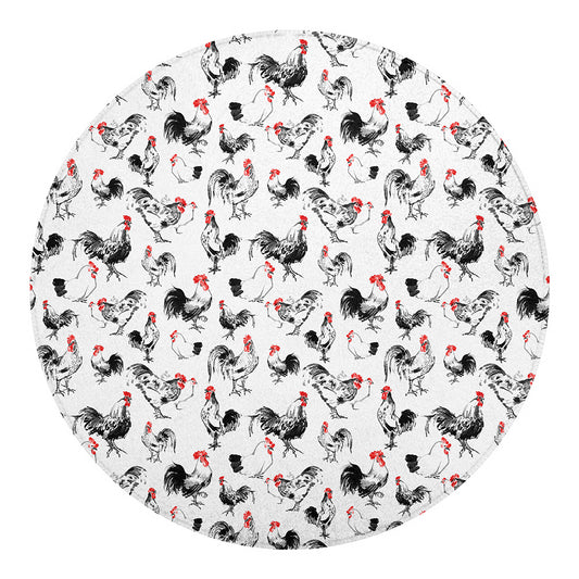 Chicken Ink Painting Pattern Print Round Blanket