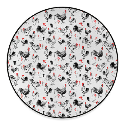 Chicken Ink Painting Pattern Print Round Floor Mat