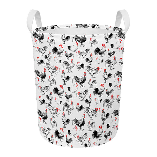 Chicken Ink Painting Pattern Print Round Laundry Basket