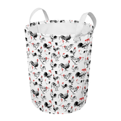 Chicken Ink Painting Pattern Print Round Laundry Basket