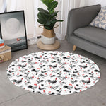 Chicken Ink Painting Pattern Print Round Rug