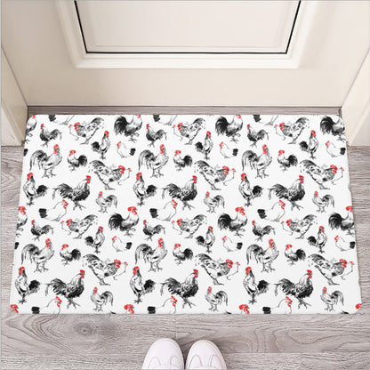 Chicken Ink Painting Pattern Print Rubber Doormat