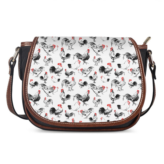 Chicken Ink Painting Pattern Print Saddle Bag