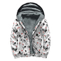 Chicken Ink Painting Pattern Print Sherpa Lined Zip Up Hoodie