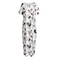 Chicken Ink Painting Pattern Print Short Sleeve Long Nightdress