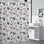 Chicken Ink Painting Pattern Print Shower Curtain