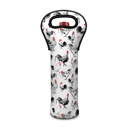 Chicken Ink Painting Pattern Print Single Neoprene Wine Tote