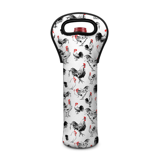 Chicken Ink Painting Pattern Print Single Neoprene Wine Tote