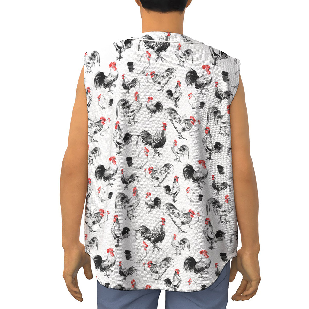 Chicken Ink Painting Pattern Print Sleeveless Baseball Jersey