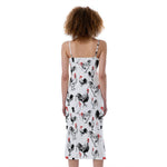 Chicken Ink Painting Pattern Print Slim Fit Midi Cami Dress