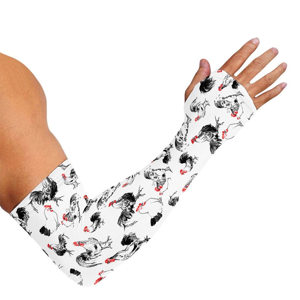 Chicken Ink Painting Pattern Print Sun Protection Arm Sleeves