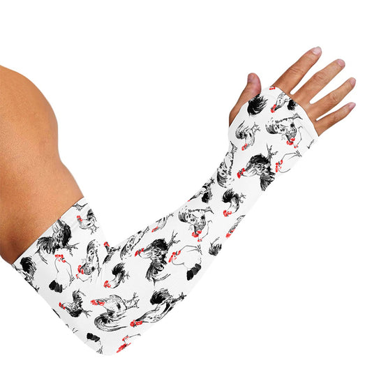 Chicken Ink Painting Pattern Print Sun Protection Arm Sleeves