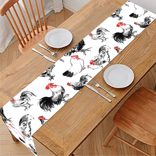 Chicken Ink Painting Pattern Print Table Runner